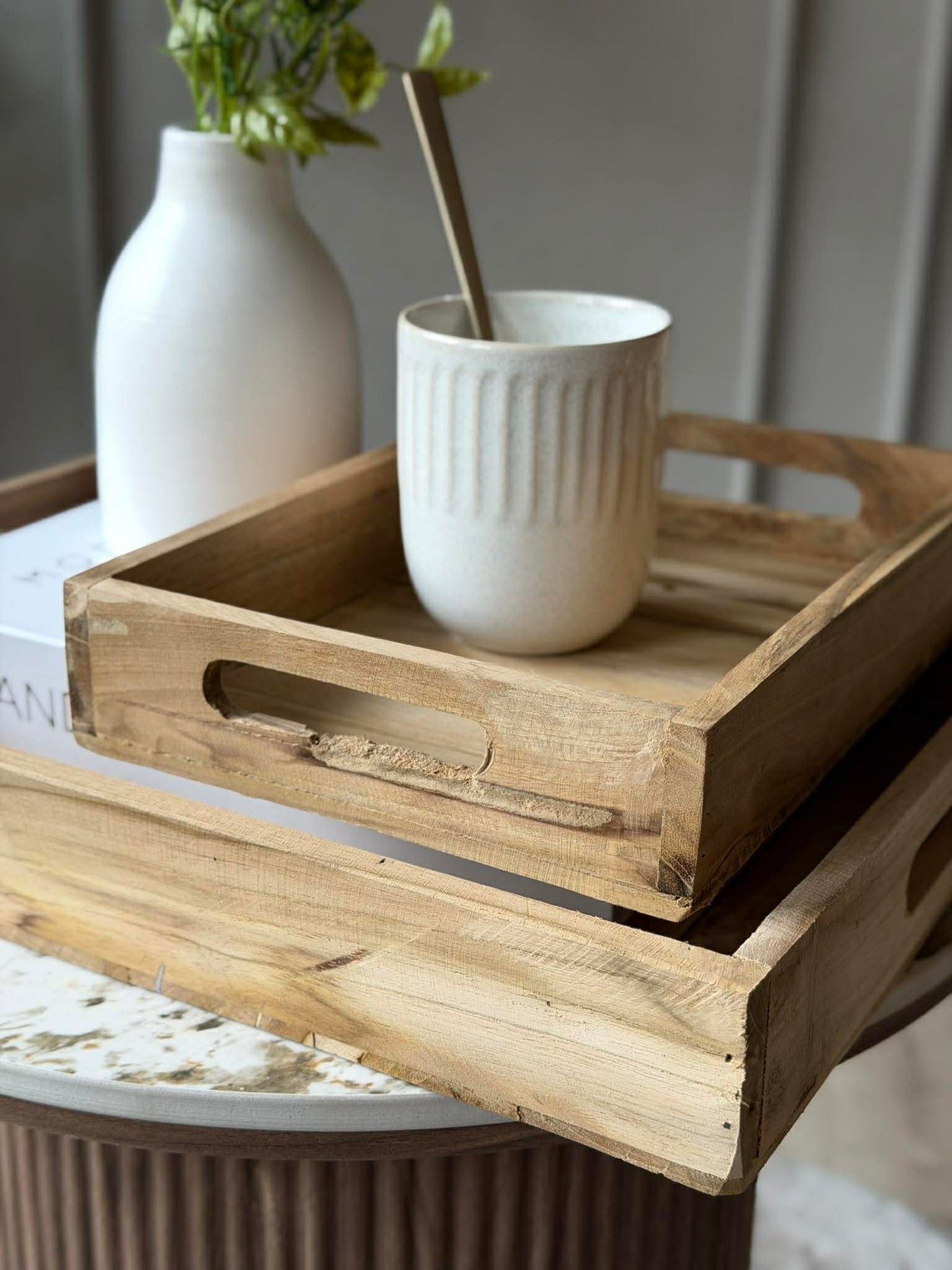 Tablett Teak - Set mit 3 Stück