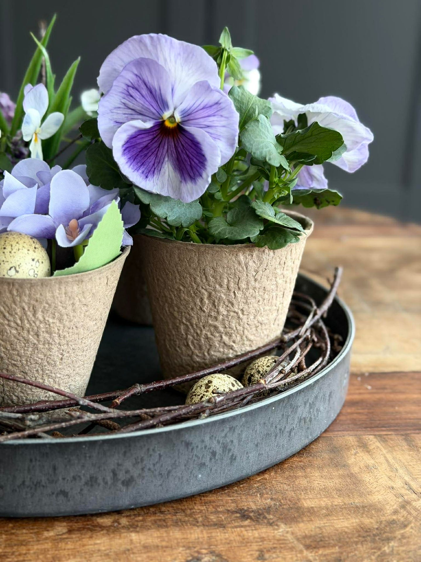 Rundes Tablett / Schale im Beton-Look - Mittel