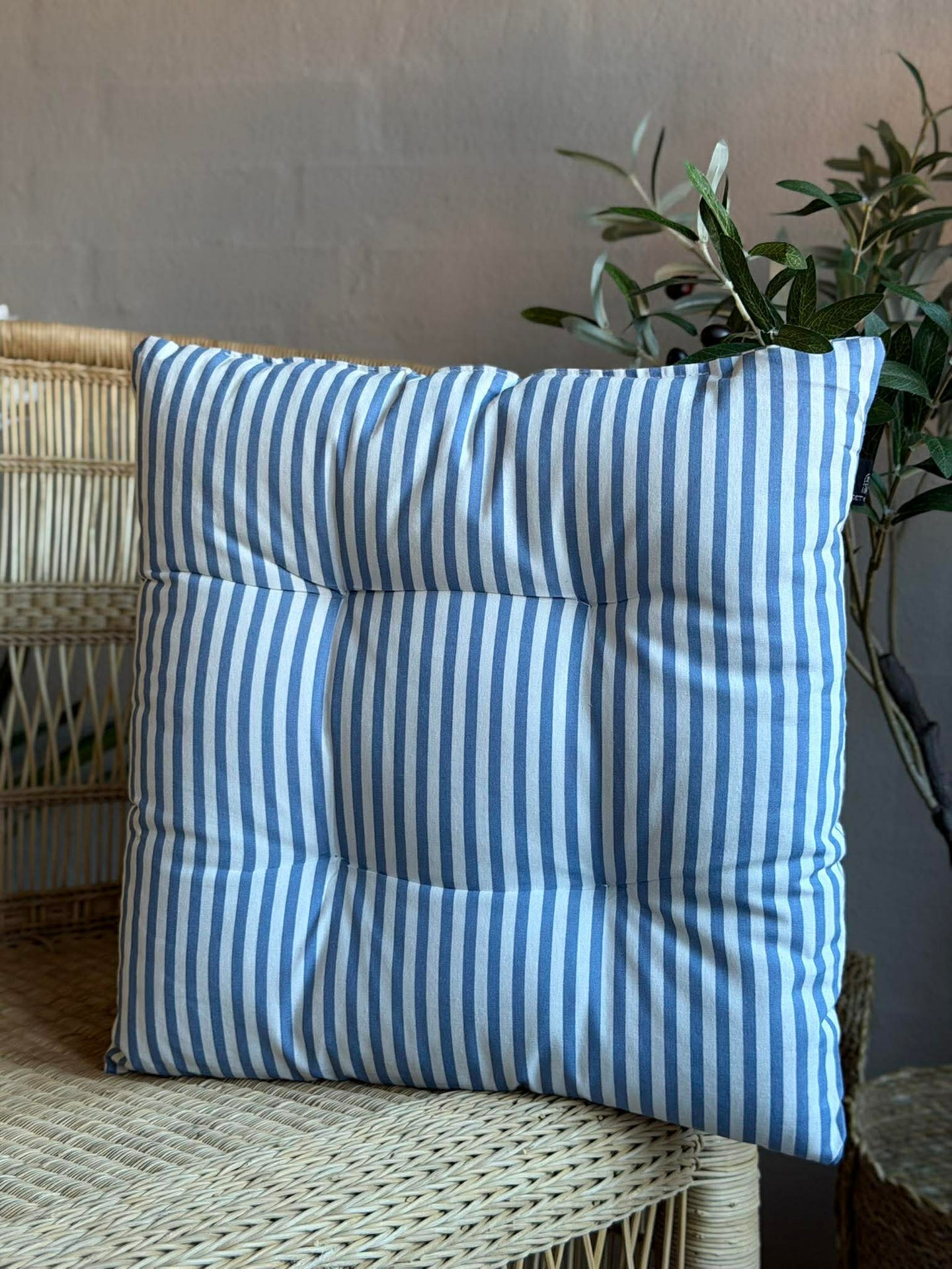 Sitzkissen mit Füllung - Blaue Streifen 40x40cm