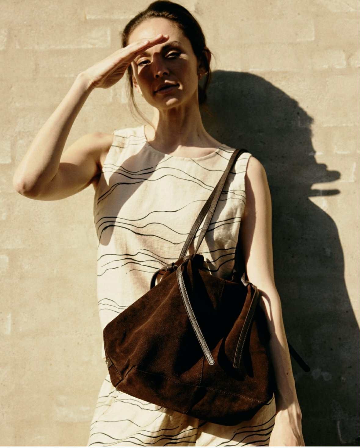 Schöner Wildleder-Shopper - Chocolate