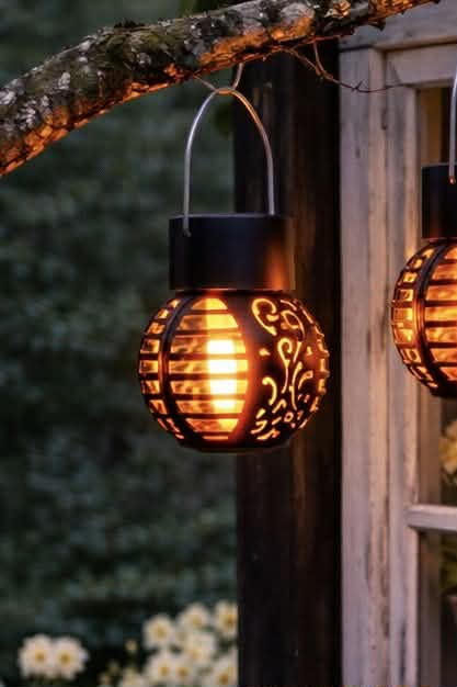 Laterne mit Solarzellen - Saga black