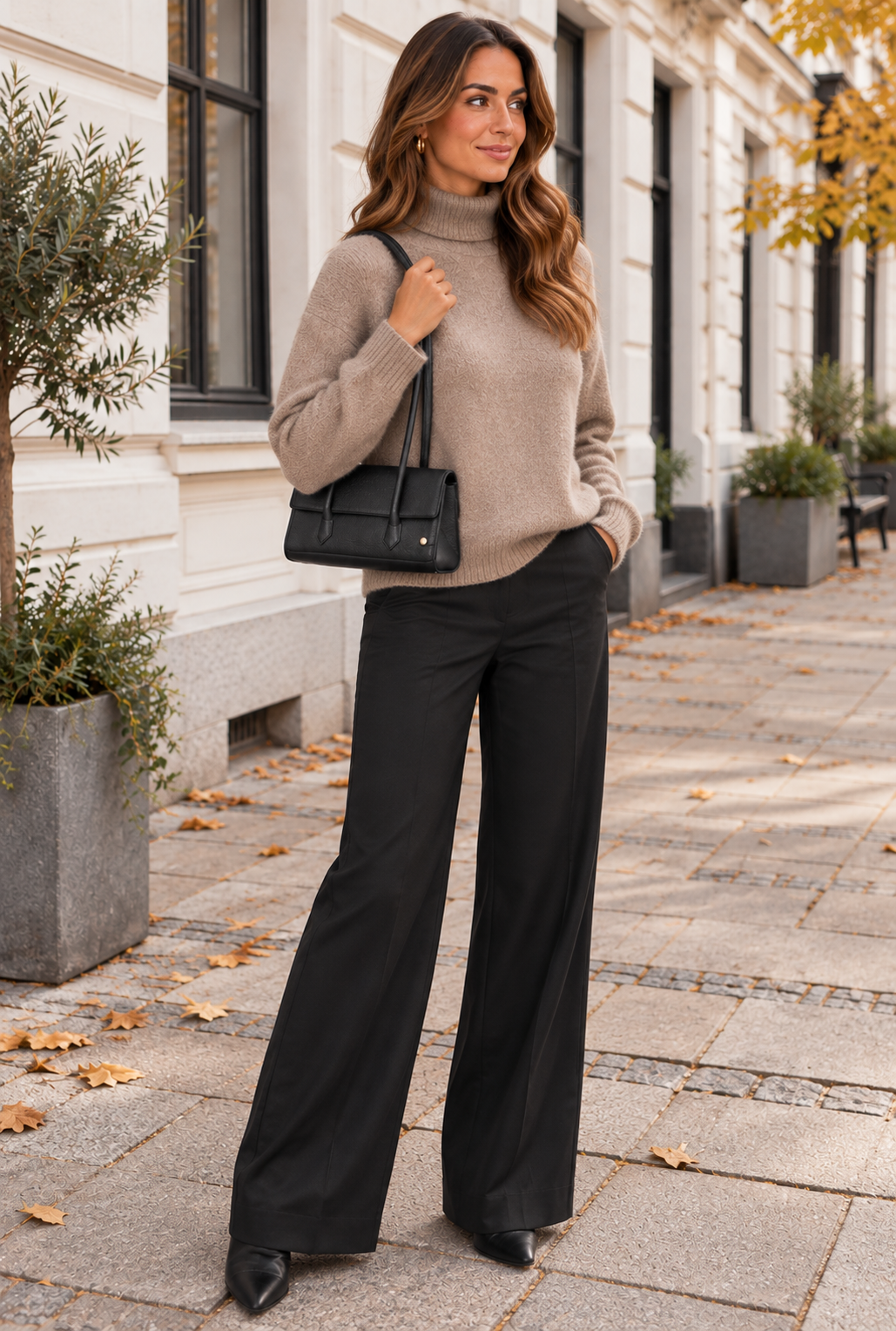 Schultertasche Recife – schwarzes Leder