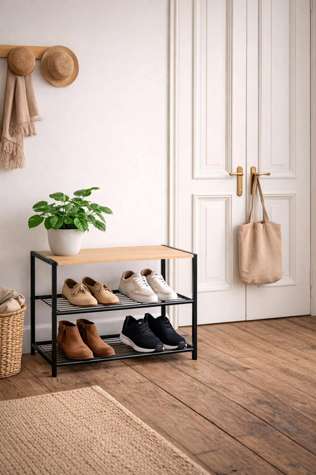 Schuhregal mit 2 Ablagen