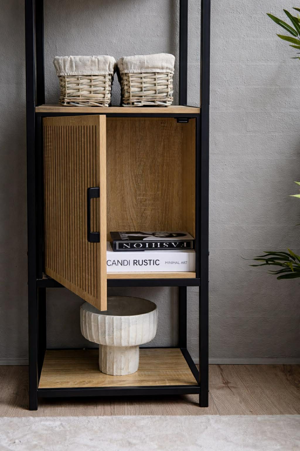 Regal mit Regalböden und Schrank - Schwarz
