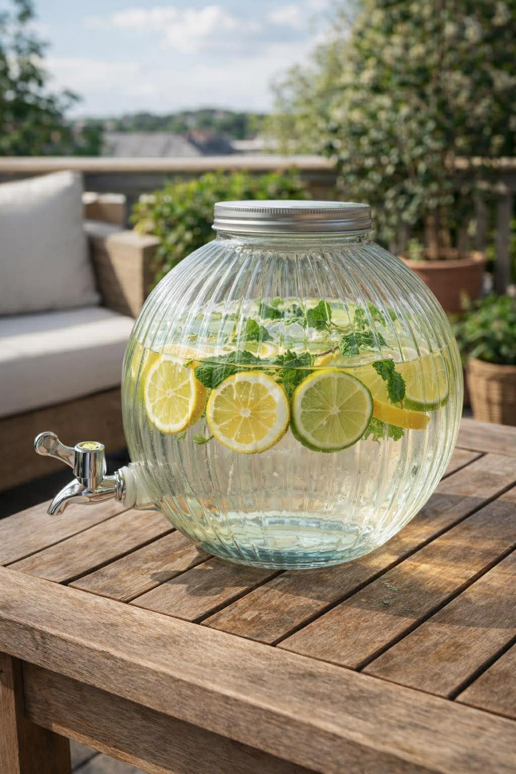 Getränke Spender mit Zapfhahn - 5 Liter - Glas Wasserspender mit Getränke Spender mit Zapfhahn - 5 Liter - Glas Wasserspender mit