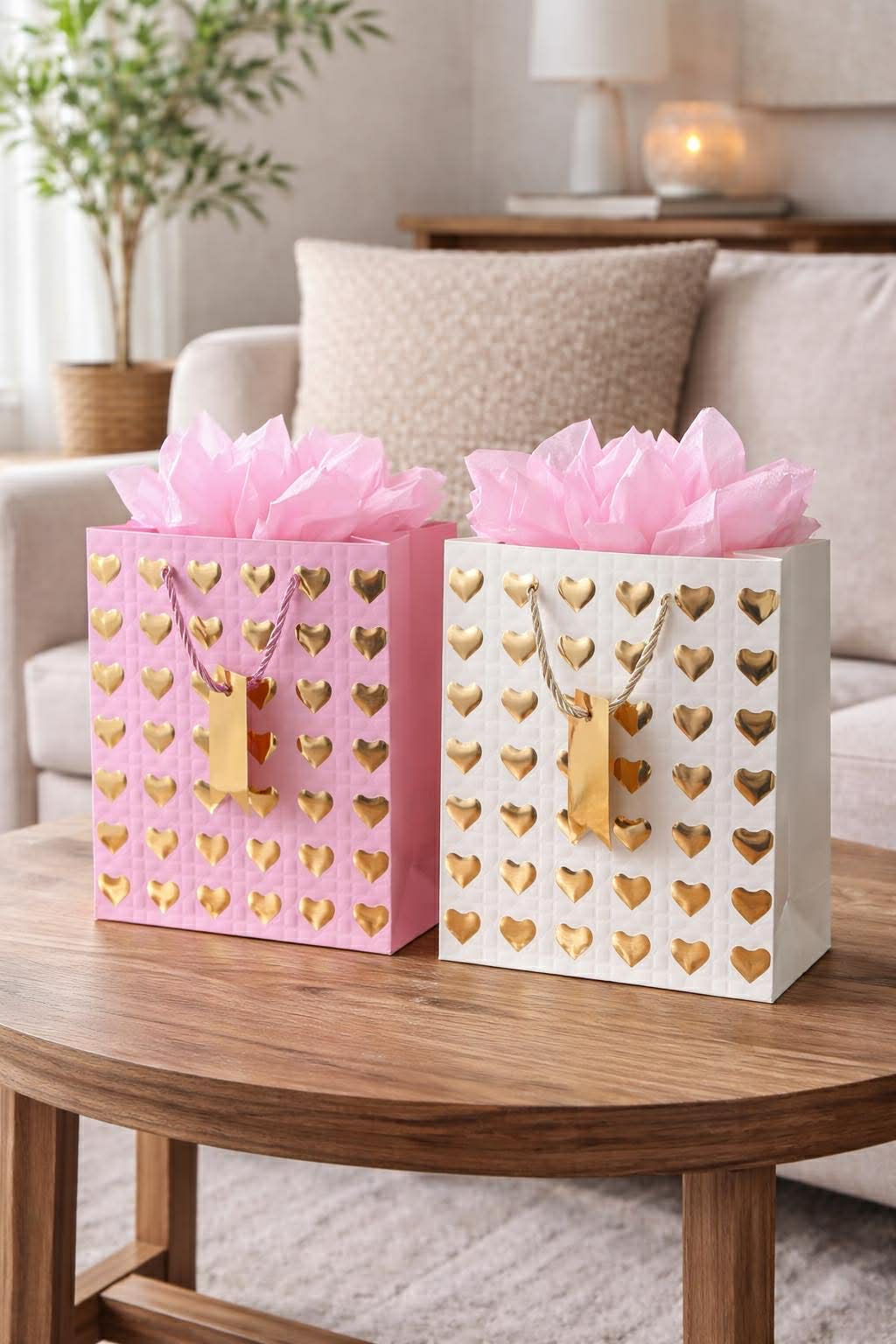 Geschenktüte Medium mit Herzen - Color Mix 1 Stk.