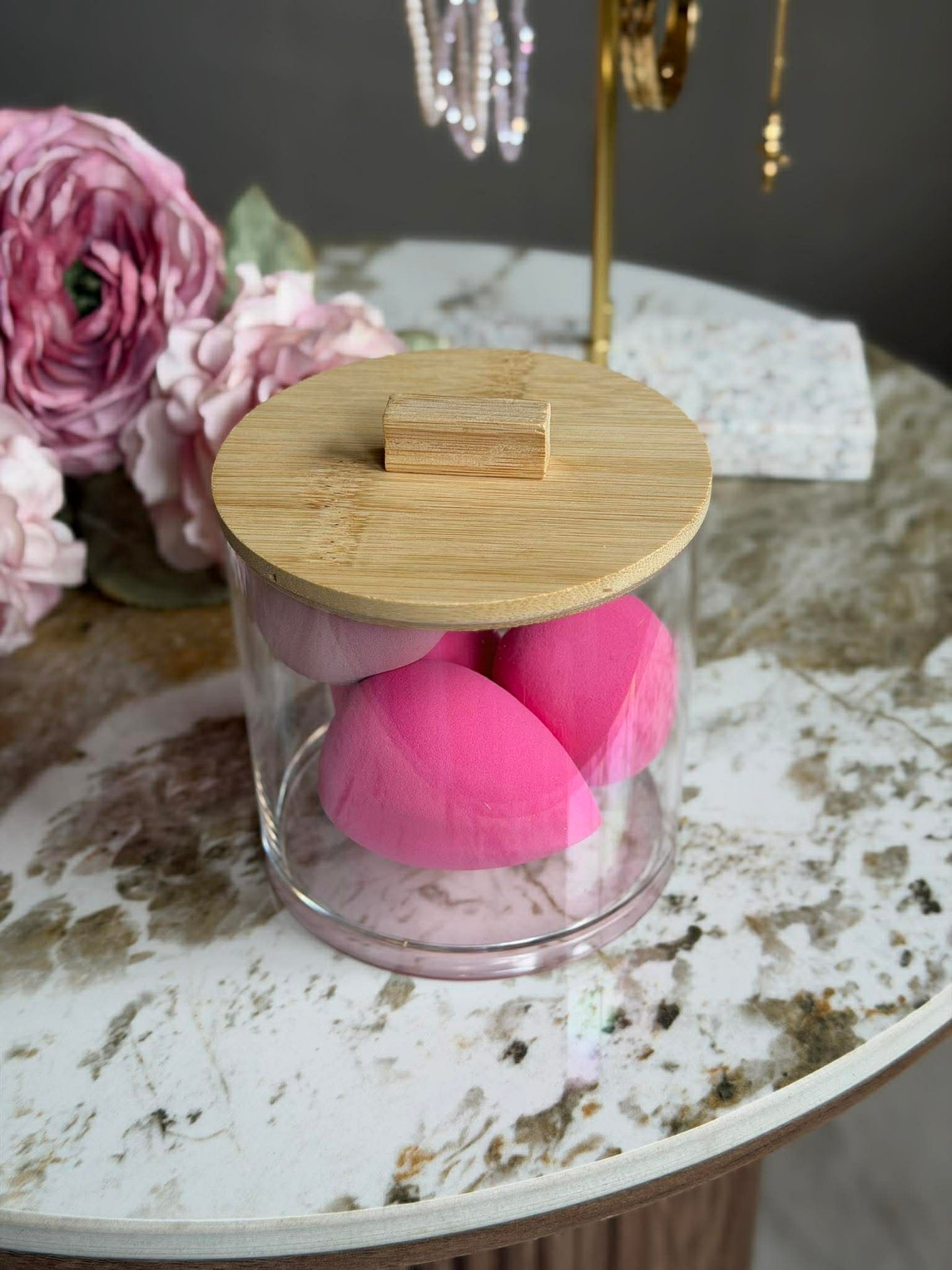 Make-up-Organizer mit Schwämmen - Rund