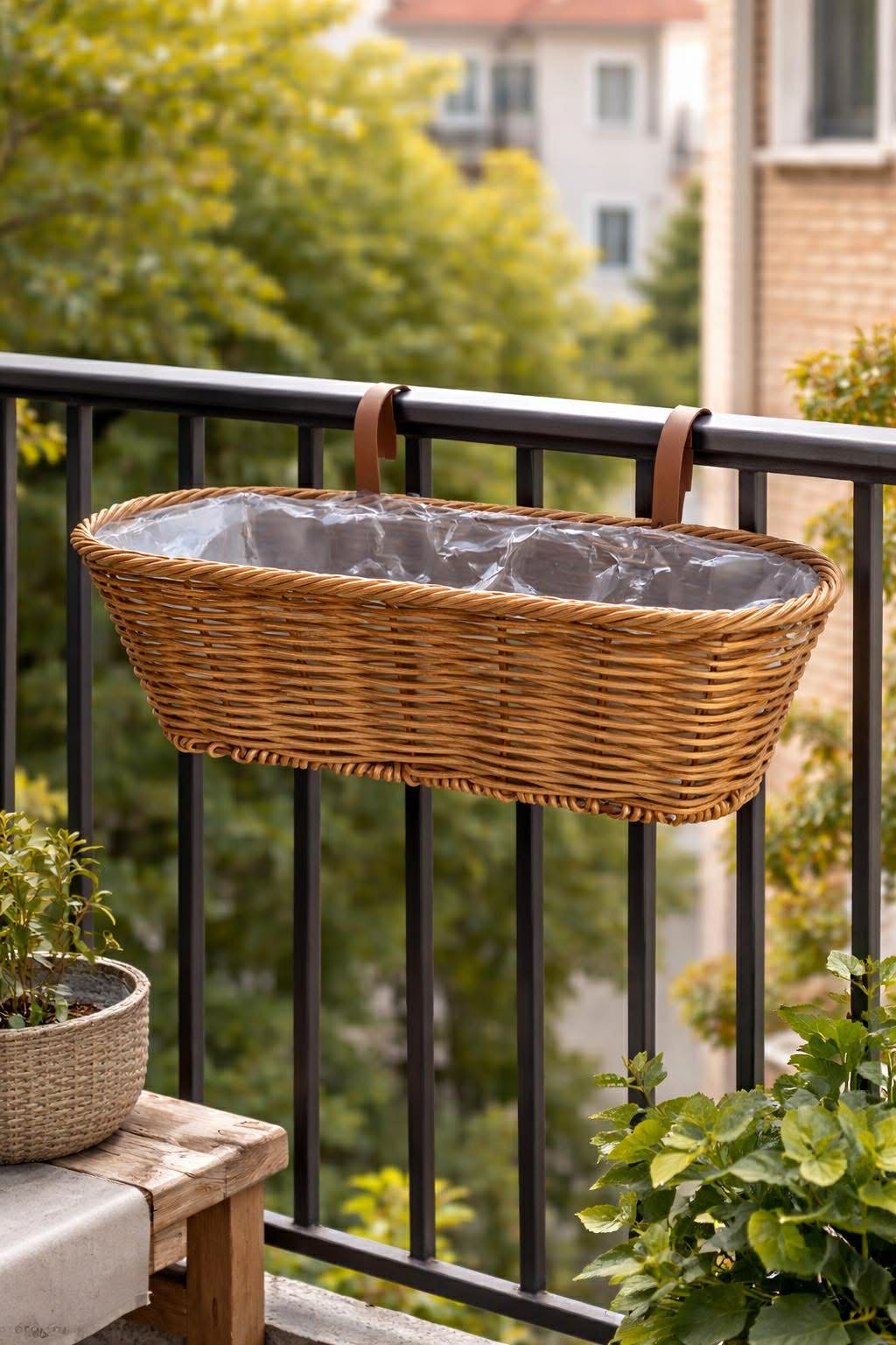 Balkonkasten aus Rattan - mehrere Größen
