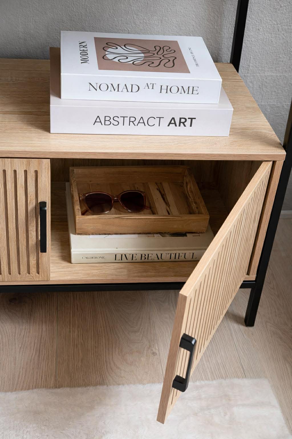 Regal mit Ablage und Schrank - Schwarz