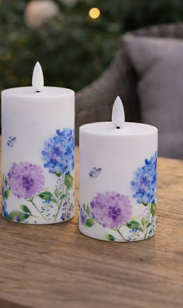 Außen-Blockkerzen Flower - Set mit 3 Stk