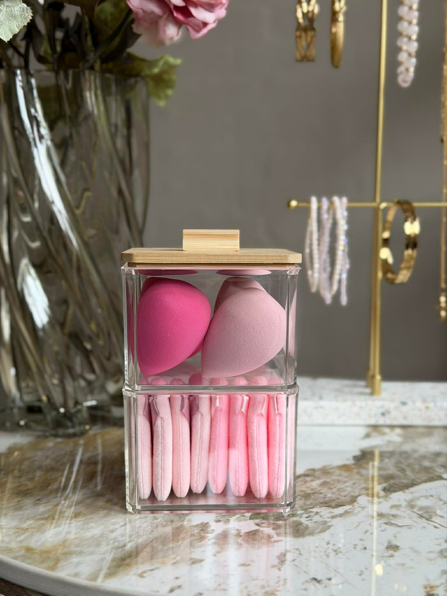 Make-up-Organizer mit Schwämmen - 2 Lagen