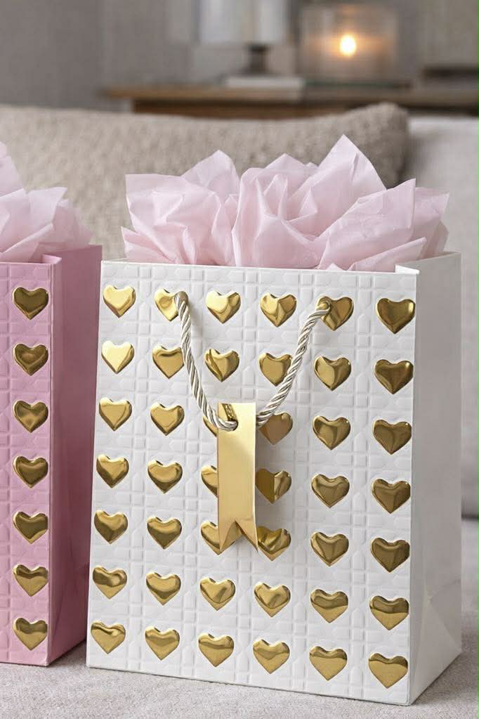 Geschenktüte Medium mit Herzen - Color Mix 1 Stk.