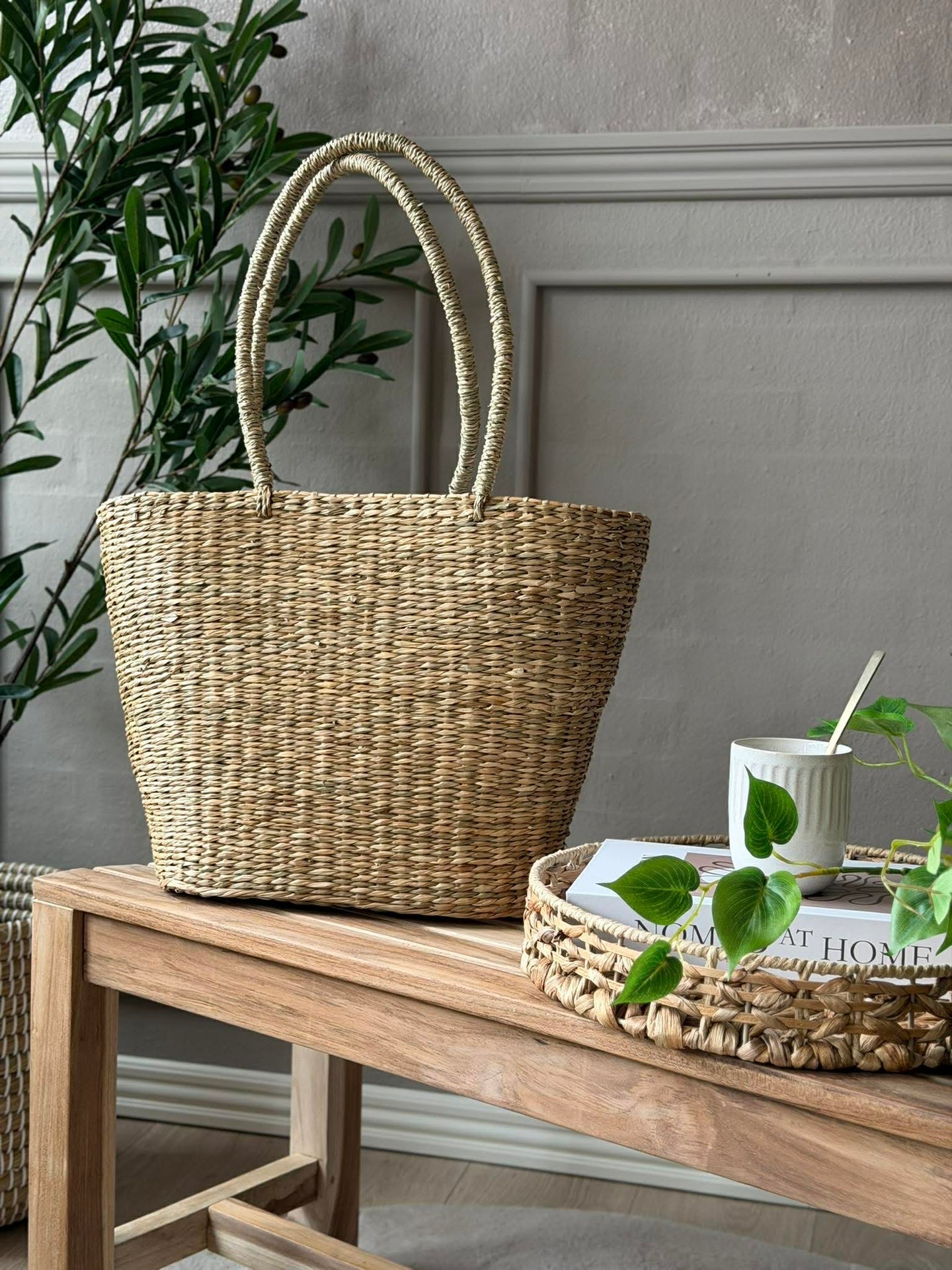 Shopper - Seegras mit Canvas