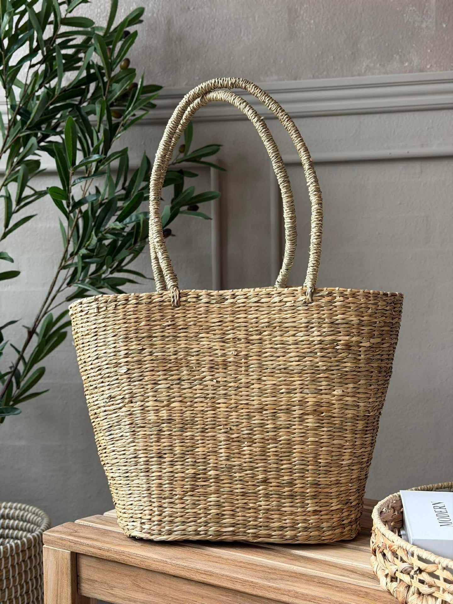 Shopper - Seegras mit Canvas
