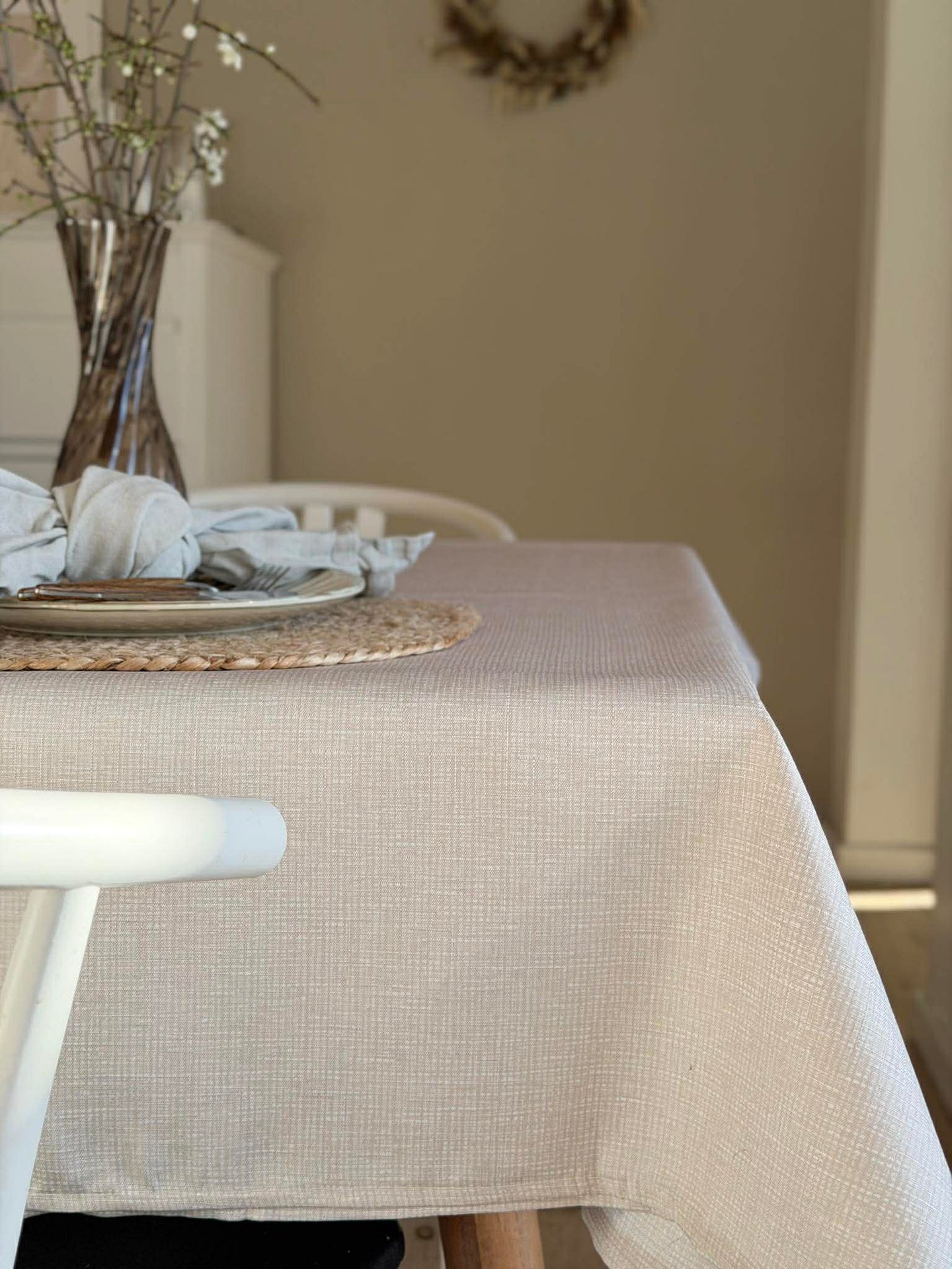 Wasserabweisende Tischdecke - Beige