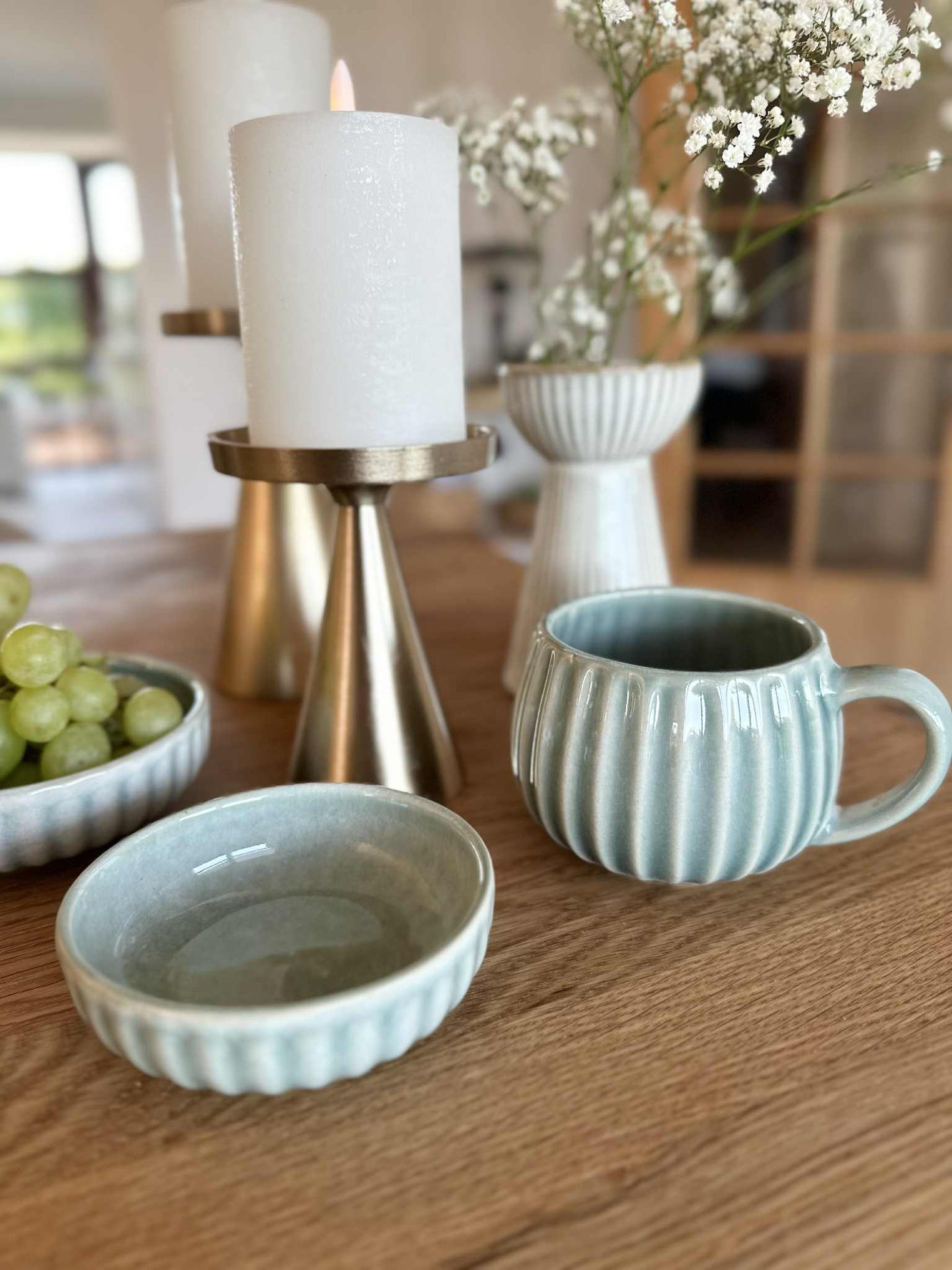 Schale VIGA gestreift Steinzeug - Mint mehrere Größen