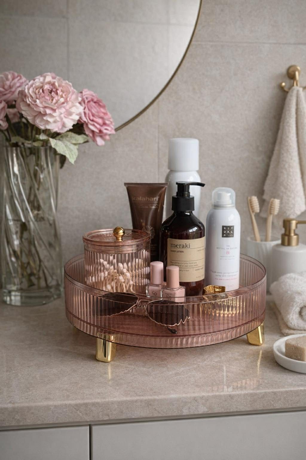 Runder Makeup-Organizer - Rosa
