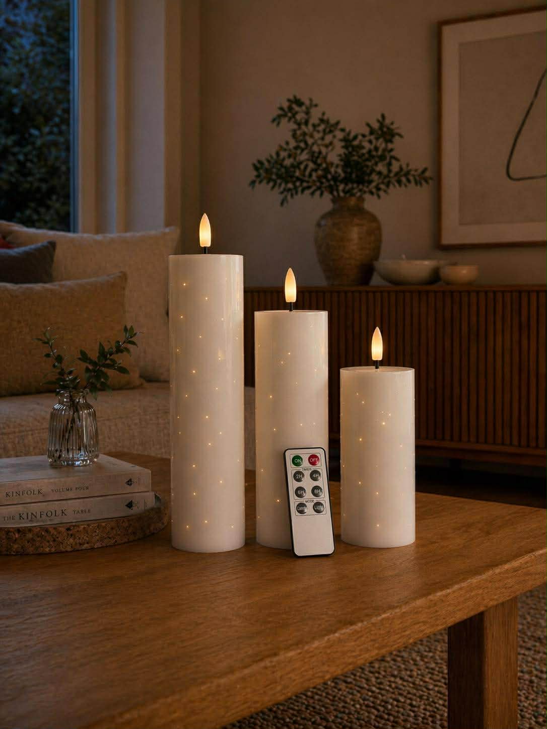 LED-Blockkerzen TWINKLE Weiß - Set mit 3 Stk.