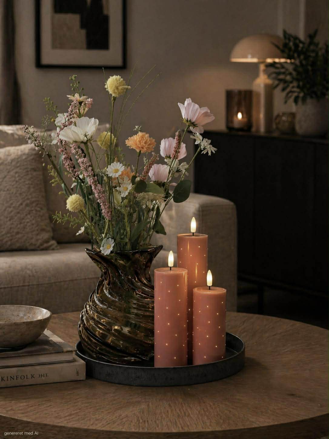 Blockkerzen TWINKLE Rosa - Set mit 3 Stück.