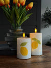 LED Stumpenkerzen TWINKLE Citrus - Set mit 2 Stk.