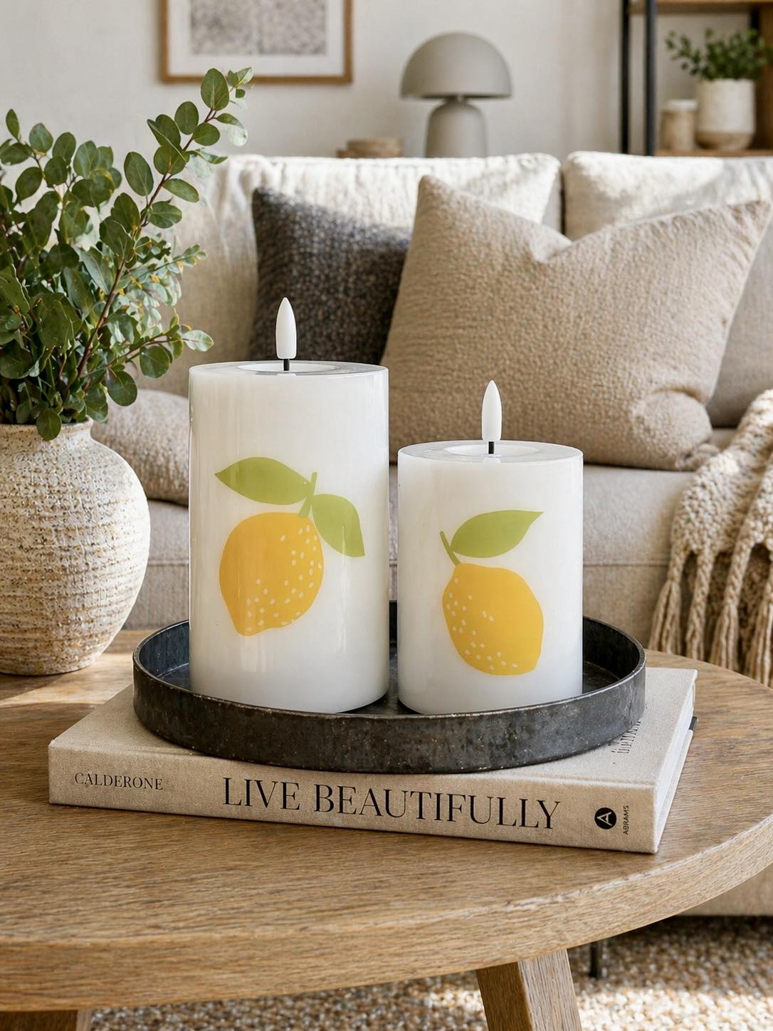 LED Stumpenkerzen TWINKLE Citrus - Set mit 2 Stk.