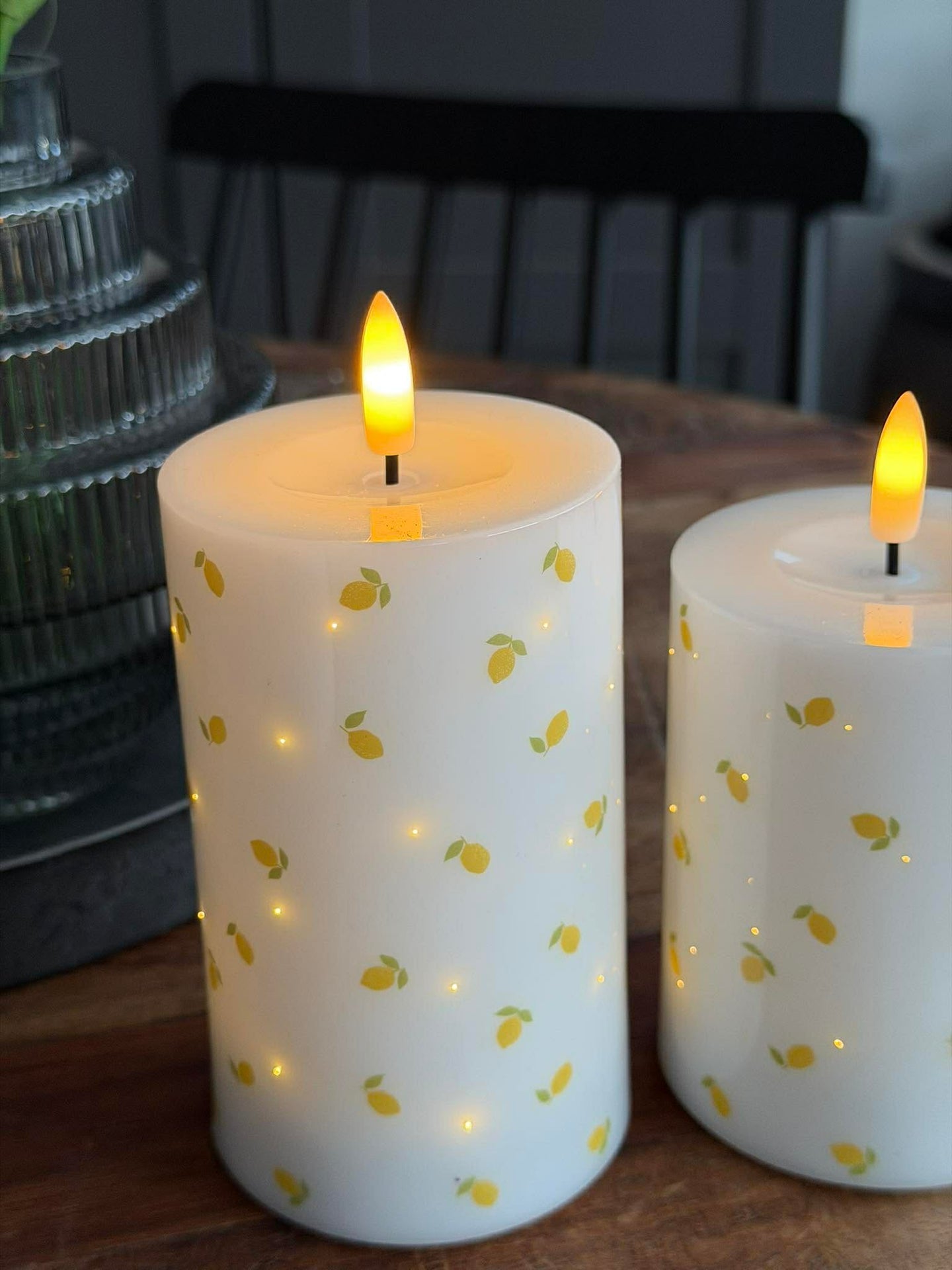 LED-Blockkerzen TWINKLE Citrus - Set mit 2 Stk