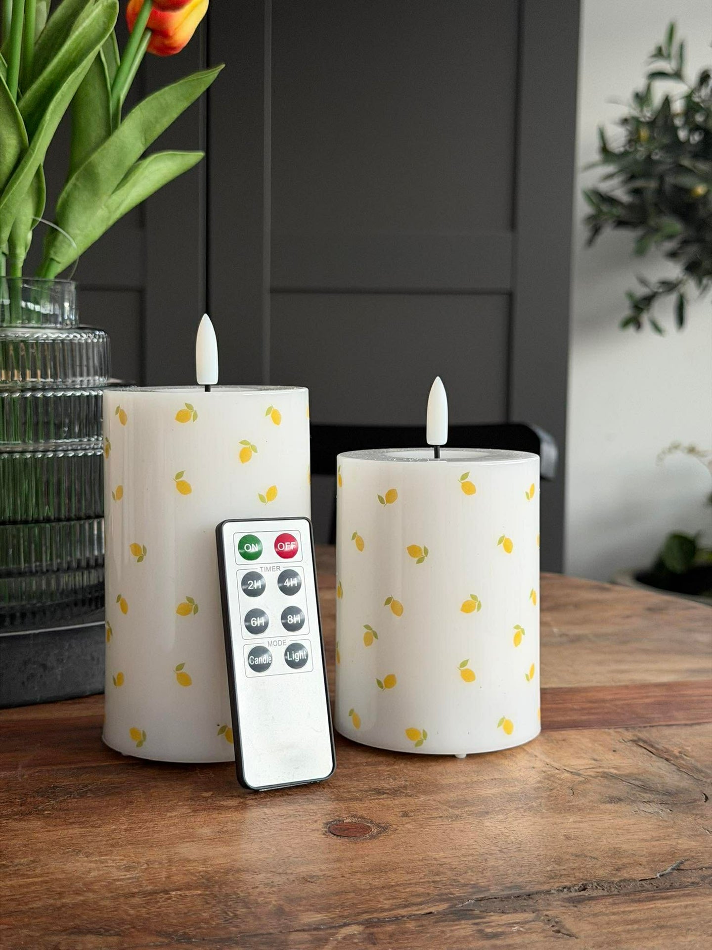 LED-Blockkerzen TWINKLE Citrus - Set mit 2 Stk