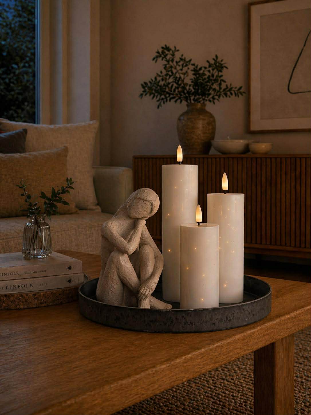 LED-Blockkerzen TWINKLE Weiß - Set mit 3 Stk.