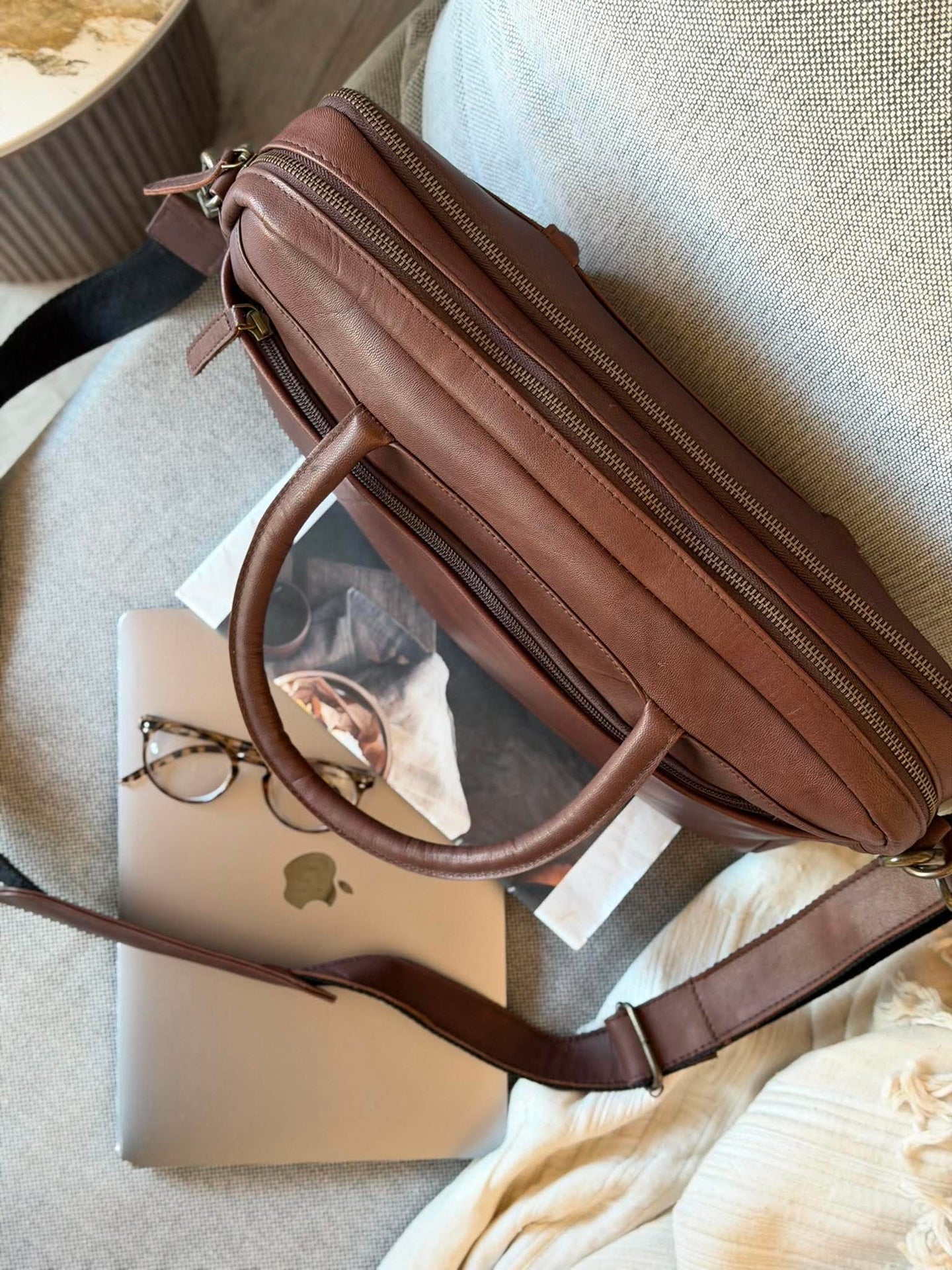 Laptoptasche Faust doppelt - Dark brown