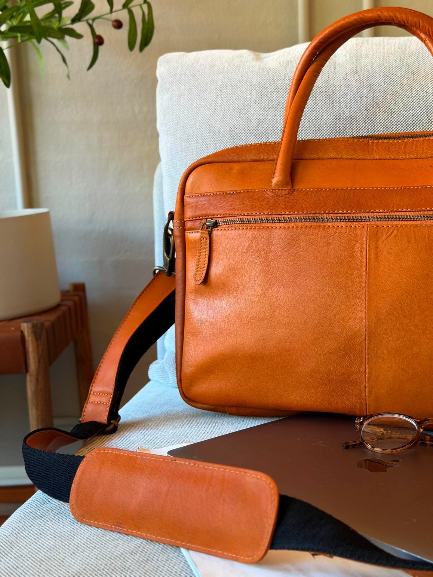 Laptoptasche Faust doppelt - Cognac