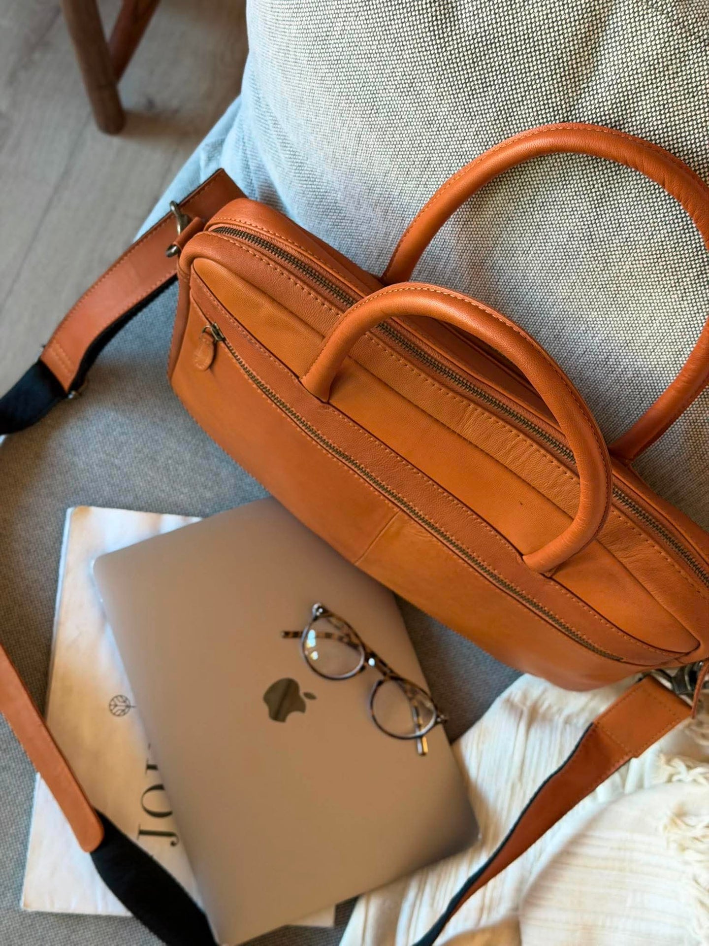 Laptoptasche Faust doppelt - Cognac