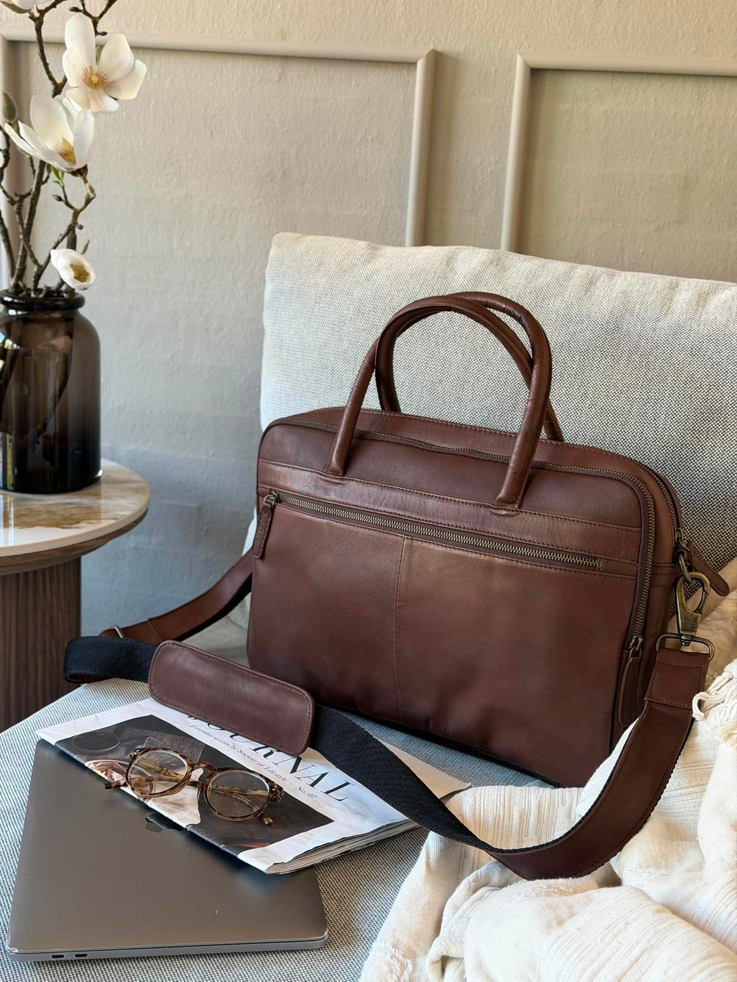 Laptoptasche Faust doppelt - Dark brown