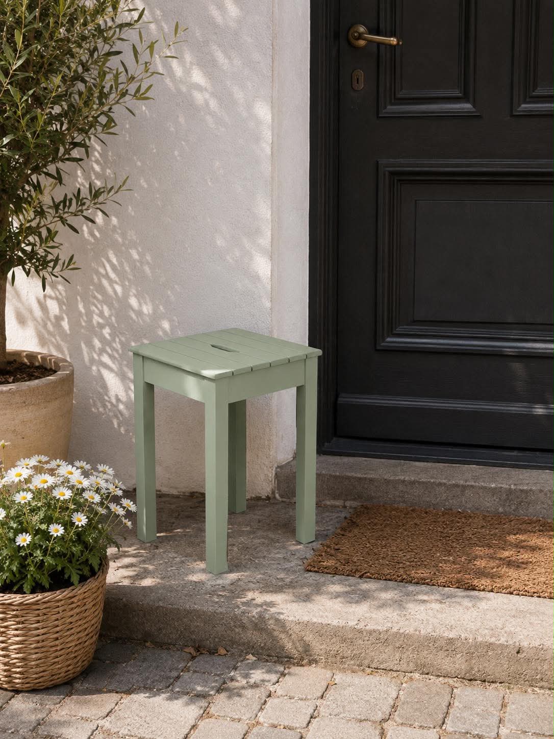 Hocker staubgrün - für innen / außen