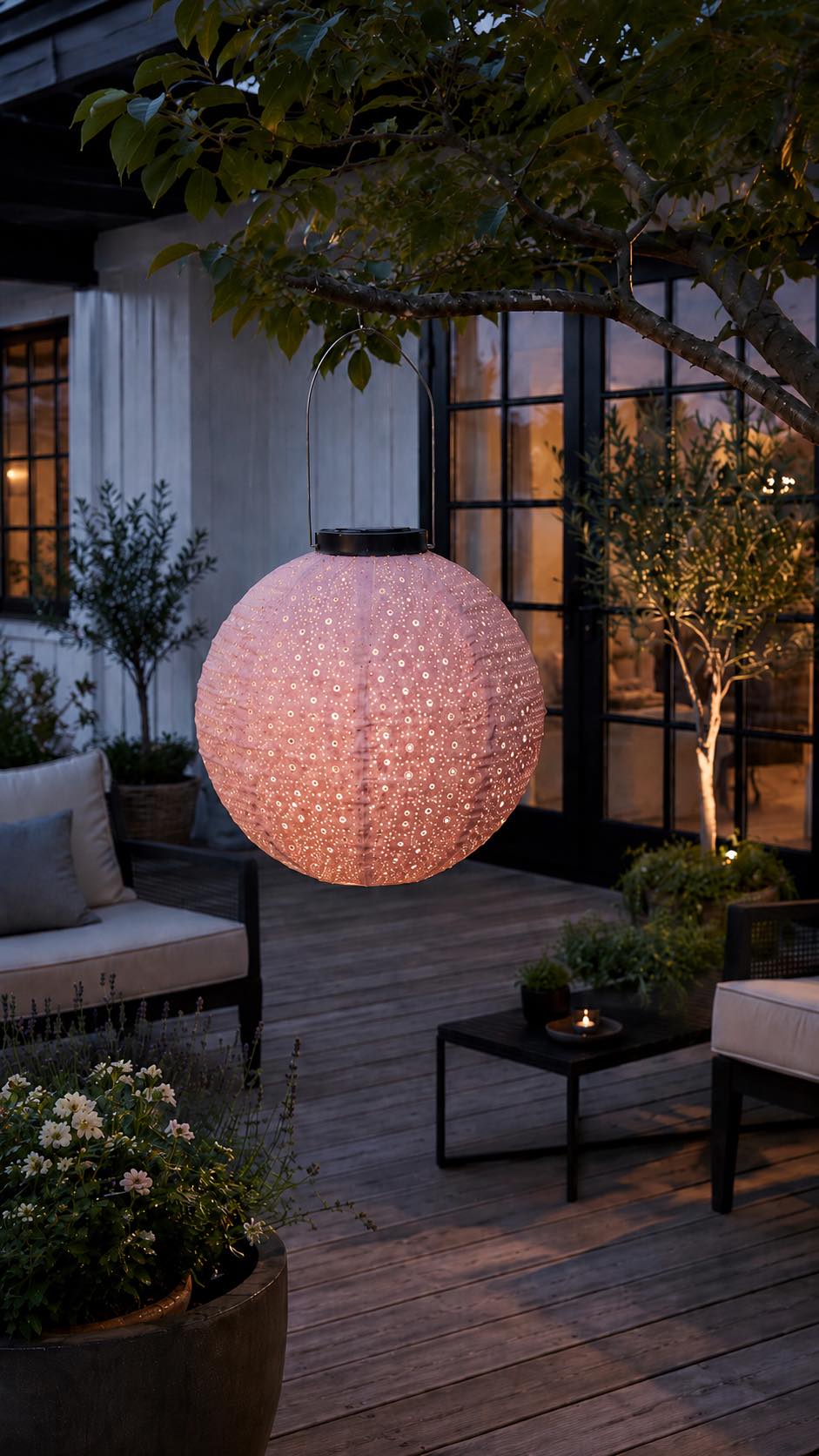Lampe mit Solarzellen - Rosa