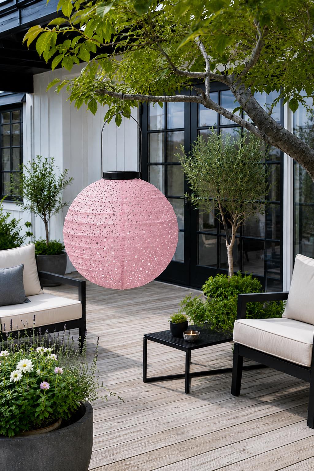 Lampe mit Solarzellen - Rosa