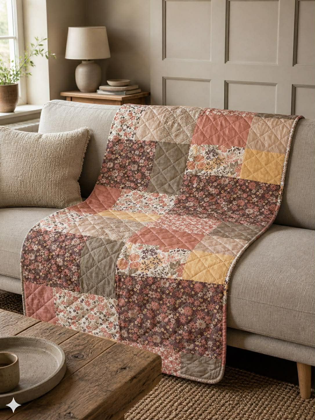 Picknickdecke - Braun Patchwork