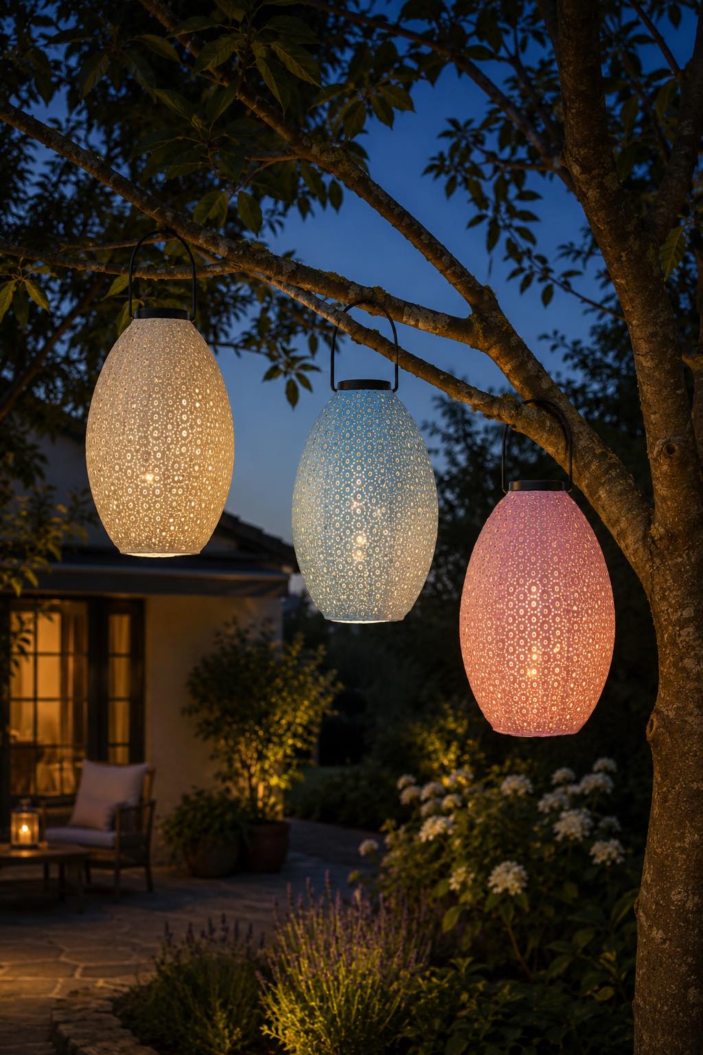 Lampe mit Solarzellen - Hellblau