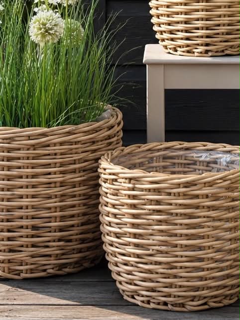 Pflanzkörbe RATTAN Natur – Set mit 3 Größen