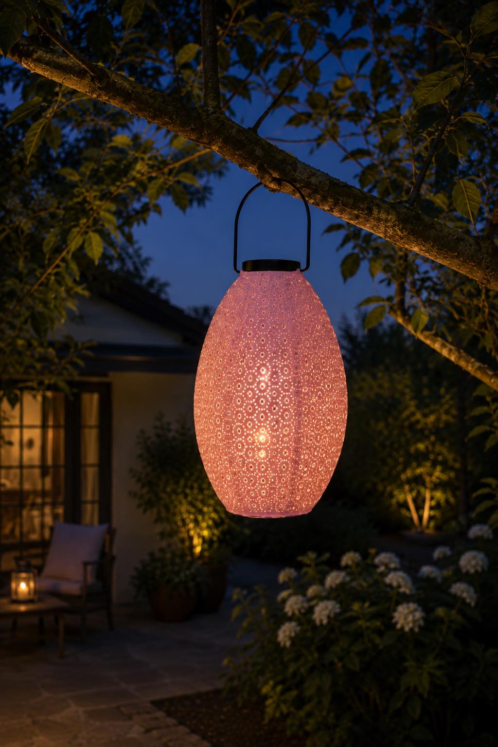 Lampe mit Solarzellen - Rosa