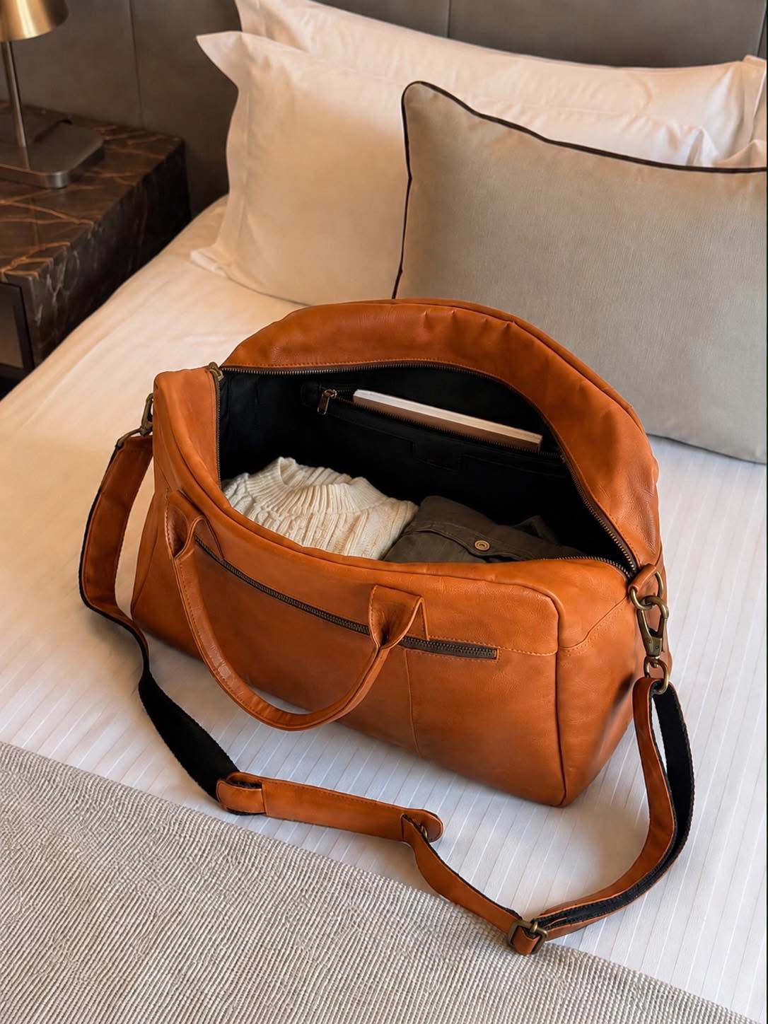 Weekender-Tasche Small Faust - Cognac