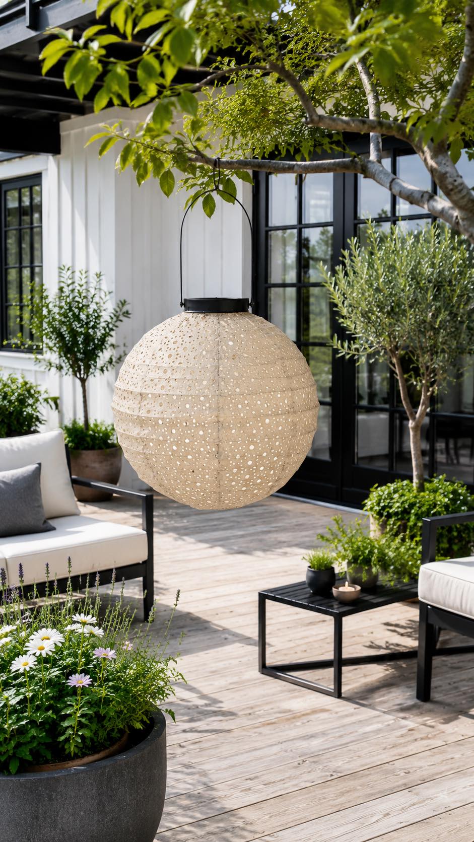 Lampe mit Solarzellen - Beige