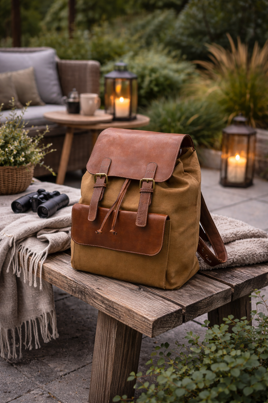 Rucksack aus Canvas und Leder