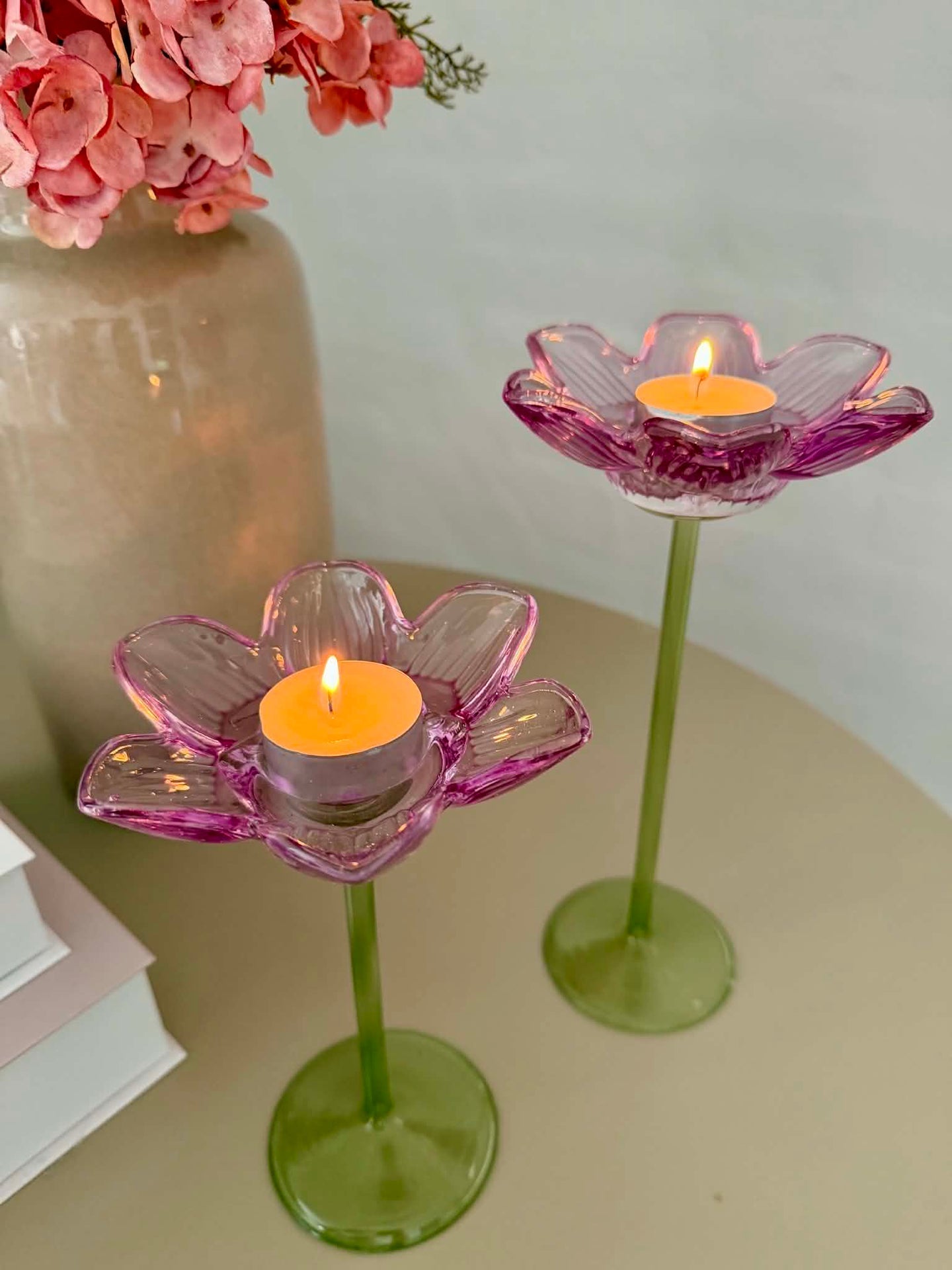 Teelichthalter Blume - Lila
