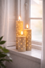 LED Blockkerzen TWINKLE beige - Set mit 3 Kerzen.