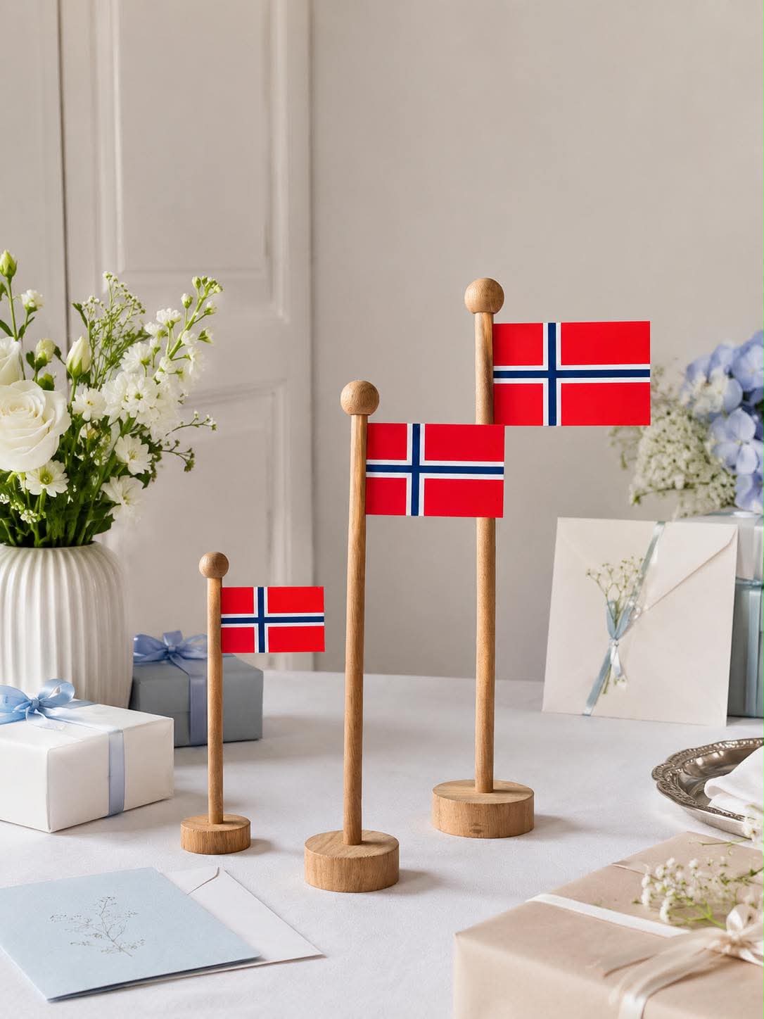 Norsk Flag wood - Mehrere Größen