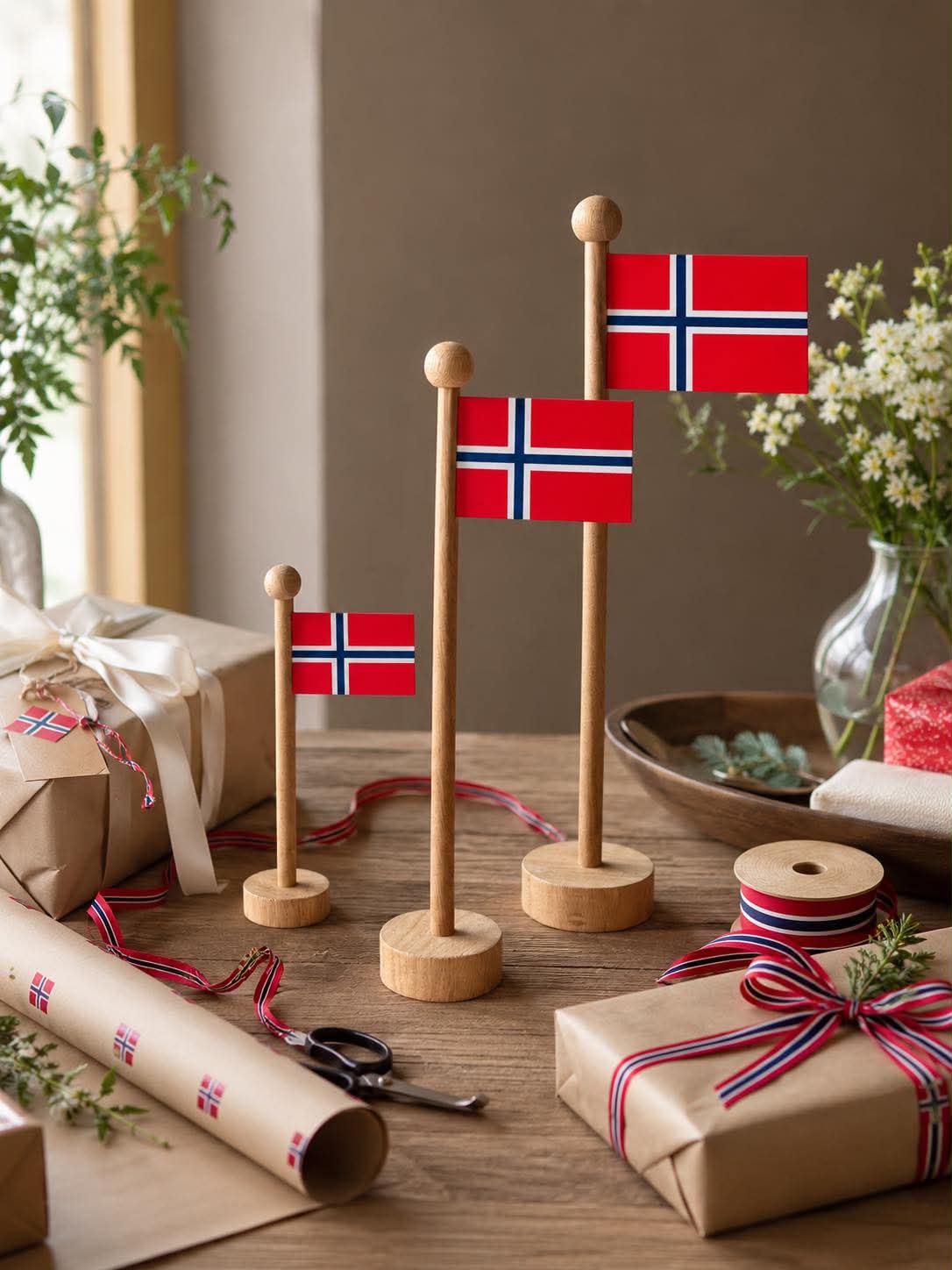 Norsk Flag wood - Mehrere Größen