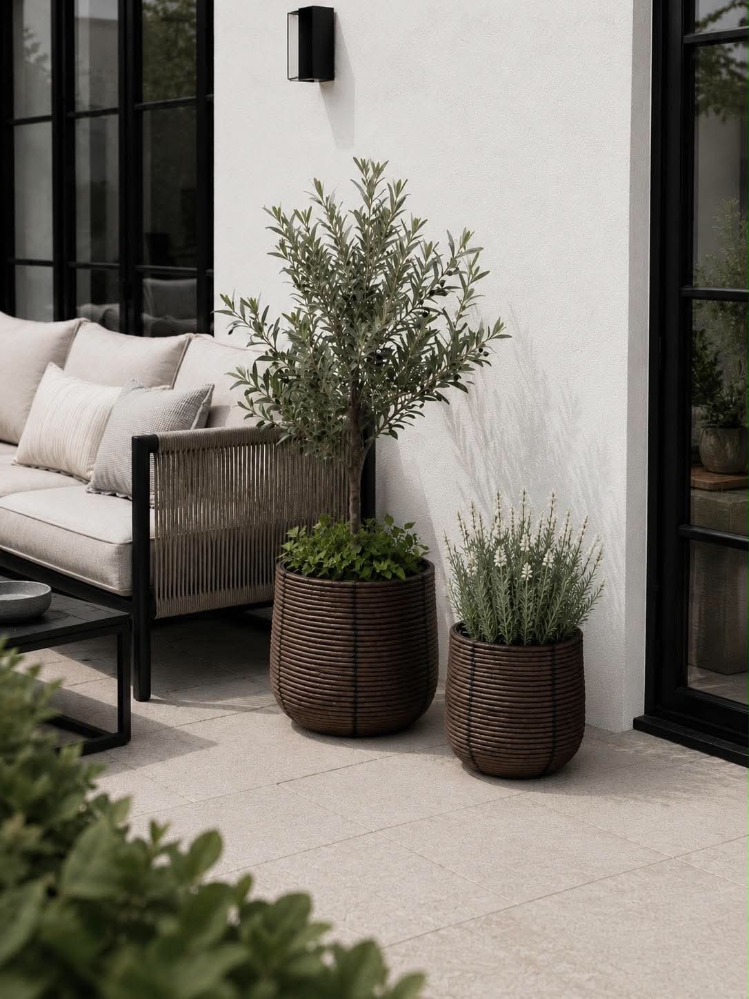 Pflanzenkörbe RATTAN – Set mit 2 Größen