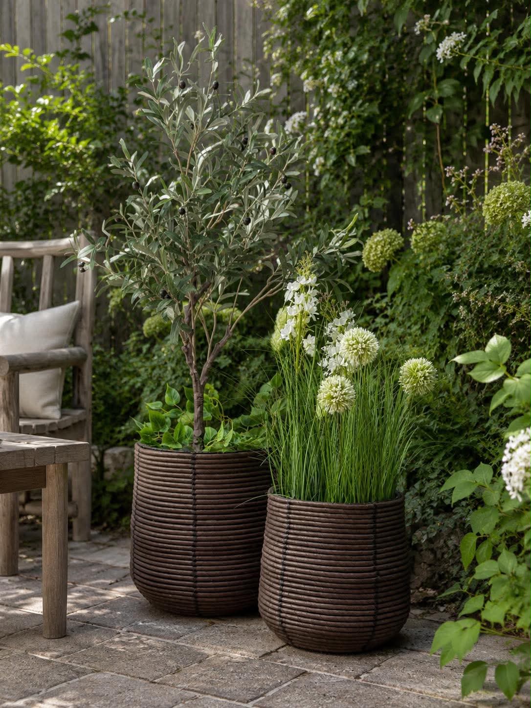 Pflanzenkörbe RATTAN – Set mit 2 Größen
