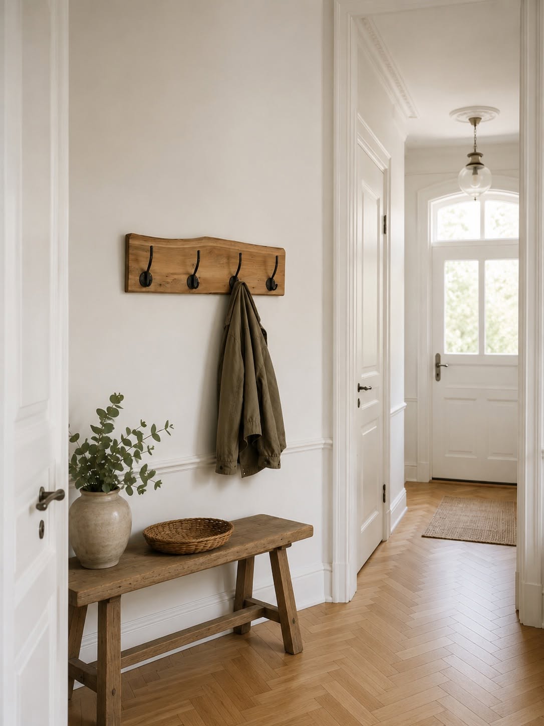 Garderobenleiste Teak mit 4 Haken