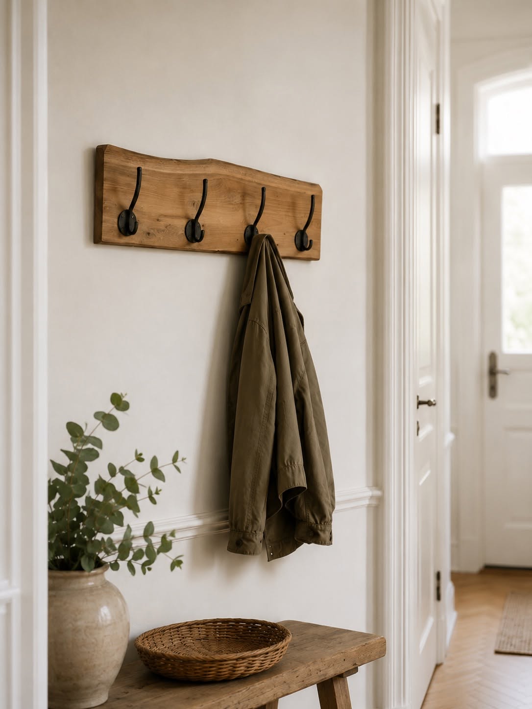 Garderobenleiste Teak mit 4 Haken